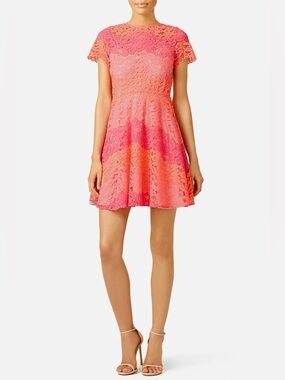 Shoshanna Hot Pink Multi Rio Lace Dress 0